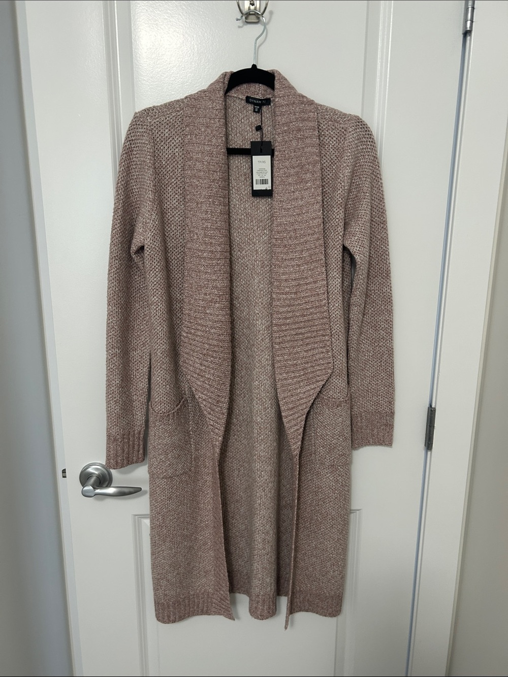 Dynamite Long Open-Front Shawl Collar Cardigan - Dusty Rose